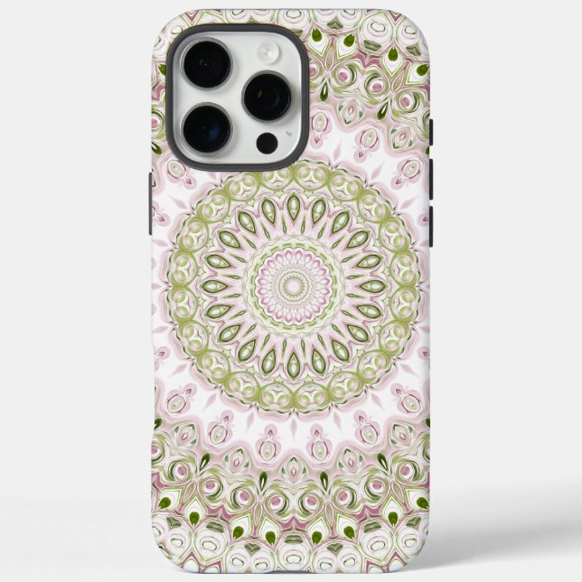 Coques Case-Mate iPhone Conception de motif mandala floral rose et vert (Verso)