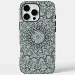 Coque iPhone 16 Pro Max Conception de motif mandala gris et argent