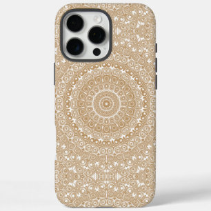 Coque iPhone 16 Pro Max Conception de motif mandala marron chameau