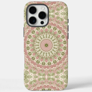Coque iPhone 16 Pro Max Conception de motif mandala rose et vert