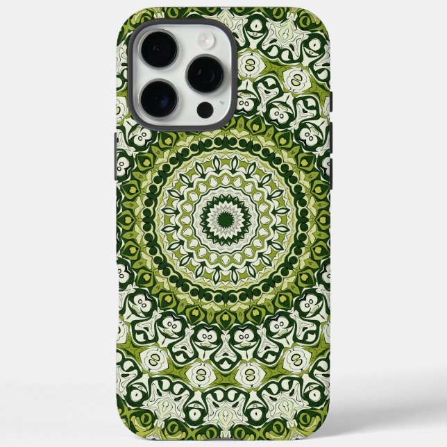 Coques Case-Mate iPhone Conception de motif mandala vert et blanc (Verso)