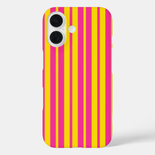 Coque Pour iPhone 16 Conception de motif rayé stylé rose jaune