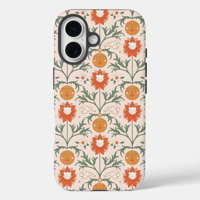 Coques Case-Mate iPhone Conception de motif sans couture de soleil floral  (Verso)