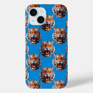 Coque Case-Mate iPhone Conception de motif tête de tigre bleu