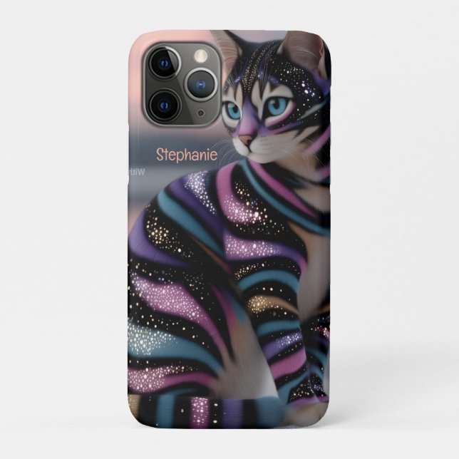 Coques Case-Mate iPhone Conception de nom personnalisé et de chat mignon (Dos)