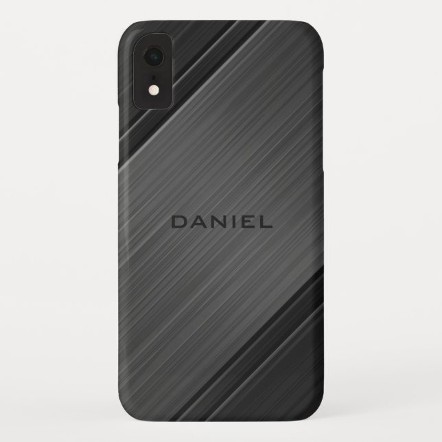 Coques Case-Mate iPhone Conception de nom personnalisé texturé gris métal (Dos)