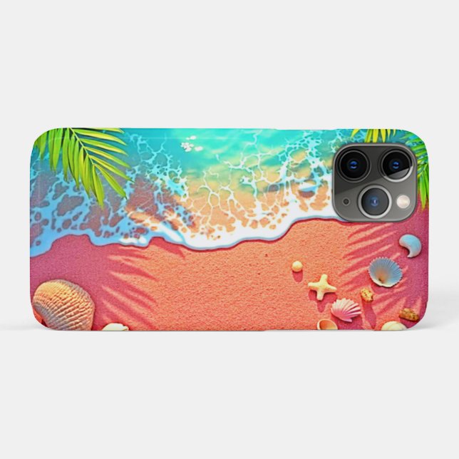 Coques Case-Mate iPhone Conception de paradis de plage de sable rose (Dos (Horizontal))