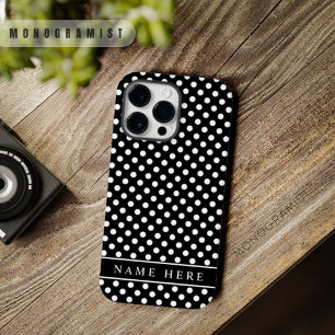 Coque Case-Mate iPhone Conception De Points Polka Noir Et Blanc Personnal