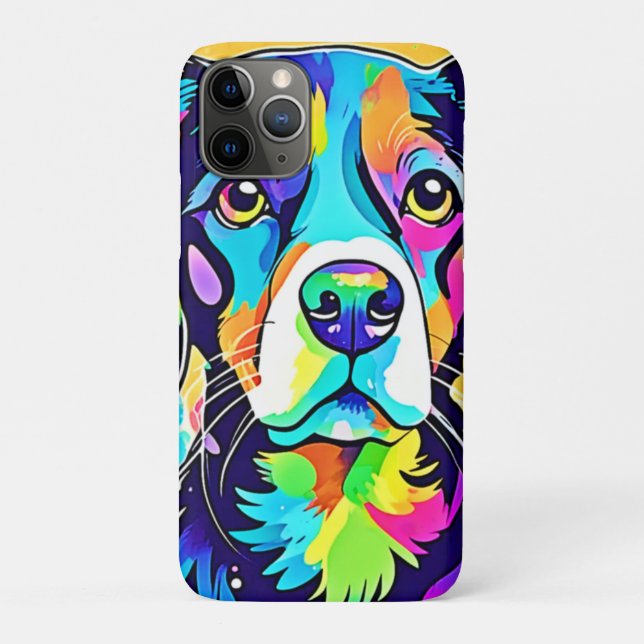 Coques Case-Mate iPhone Conception de portrait de chien arc-en-ciel (Dos)