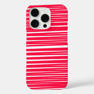 Coque iPhone 16 Pro Conception de rayures en rouge et blanc