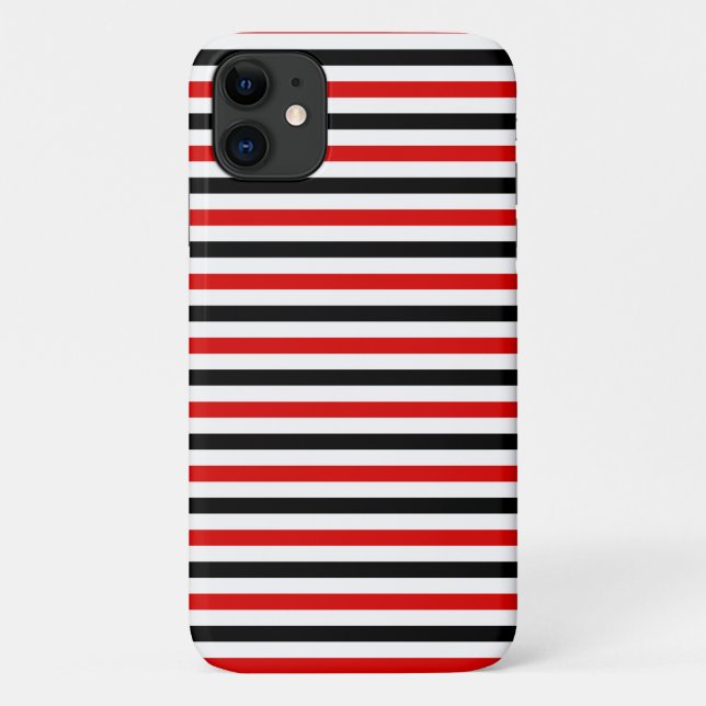 Coques Case-Mate iPhone Conception de rayures rouges noires et blanches (Dos)