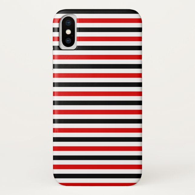Coques Case-Mate iPhone Conception de rayures rouges noires et blanches (Dos)