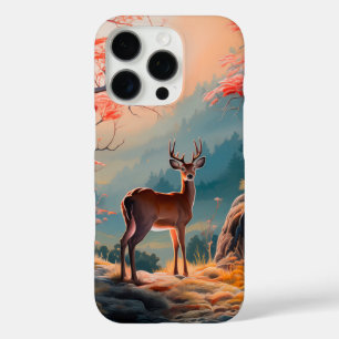 Coque iPhone 16 Pro Conception de scène forestière avec cerfs automnal