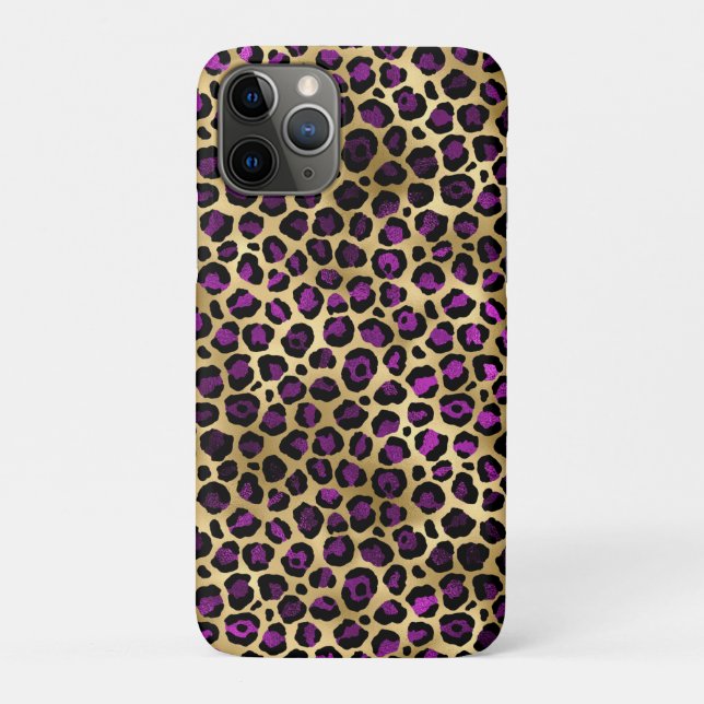 Coques Case-Mate iPhone Conception de série Leopard violet et or 4 (Dos)