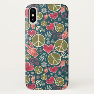 Coque iPhone X Conception de signe de pacifisme de hippie de