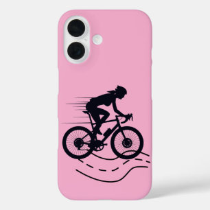 Coque Pour iPhone 16 Conception de silhouette de cycliste VTT extérieur