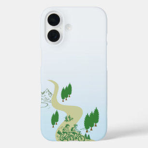 Coque Pour iPhone 16 Conception de silhouette de cycliste VTT extérieur