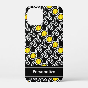 Coque iPhone 12 Mini Conception de softball jaune personnalisé boîtier 