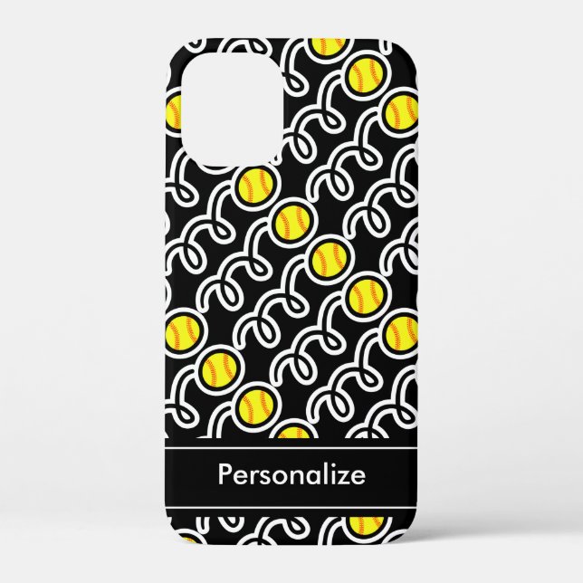 Coques Case-Mate iPhone Conception de softball jaune personnalisé boîtier  (Verso)