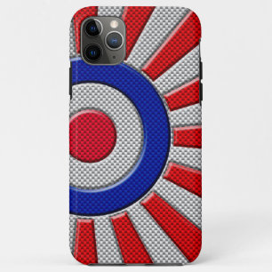 Coque iPhone 11 Pro Max Conception de Sunburst Roundel Vibrant en fibre de