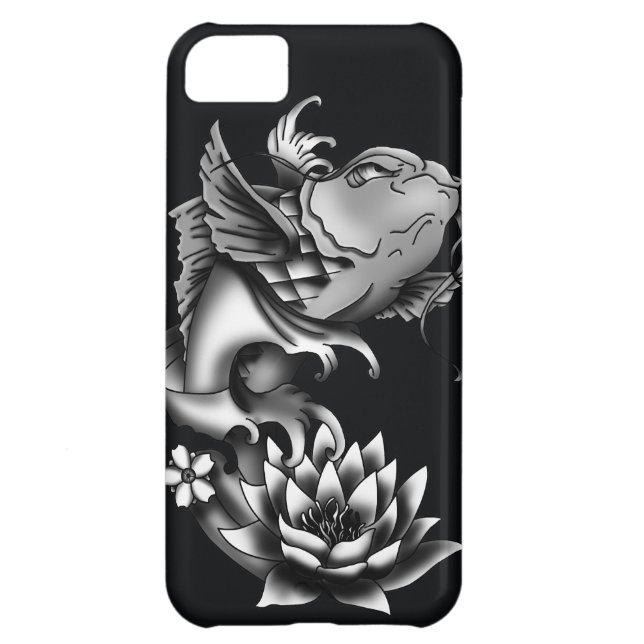 Coques Case-Mate iPhone Conception de tatouage de poissons de Koi - noir (Dos)
