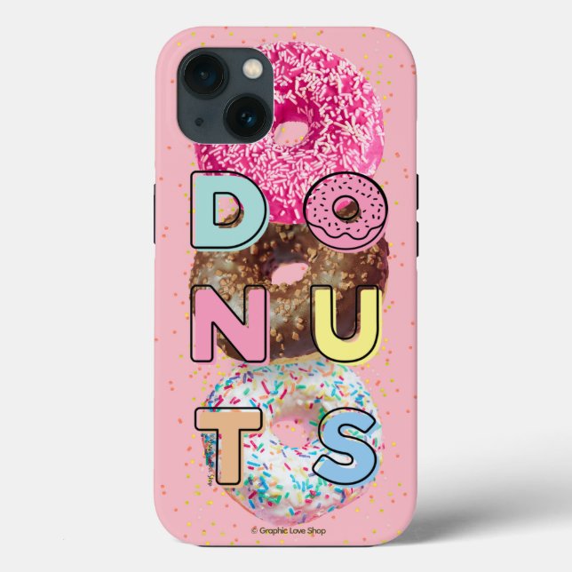 Coques Case-Mate iPhone Conception de typographie de beignets sur fond de  (Verso)