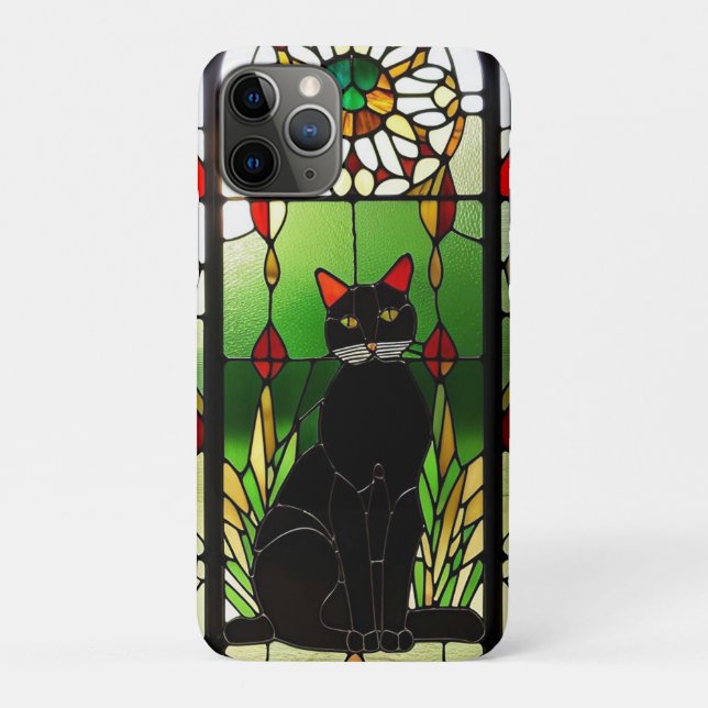 Coques Case-Mate iPhone Conception de vitrail avec chat (Dos)
