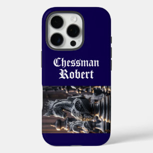 Coque iPhone 16 Pro Conception d'échecs Steampunk avec nom personnalis