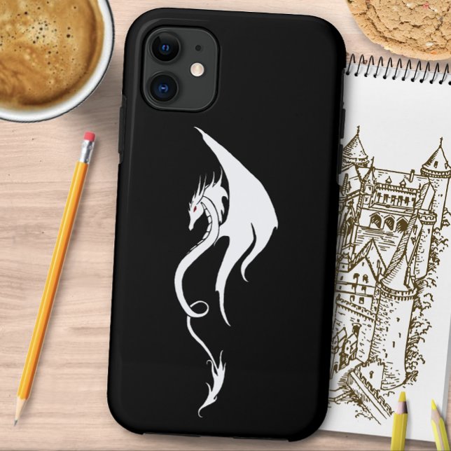 Coques Case-Mate iPhone Conception d'illustration de dragon tribal noir et (Créateur téléchargé)
