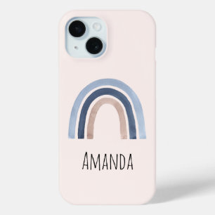 Coque Case-Mate iPhone Conception du Boho bleu et arc-en-ciel de pêche