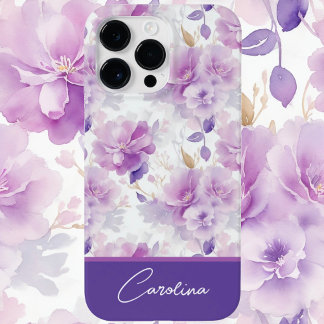 Coque Case-Mate iPhone Conception florale aquarelle lilas violet élégant