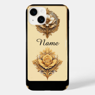 Coque Case-Mate iPhone Conception florale élégante avec fleurets dorés or