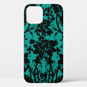 Coques Pour iPhone Conception florale noire vintage sur le vert de