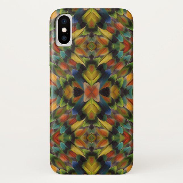 Coques Case-Mate iPhone Conception fractale des plumes de l'inséparable (Dos)