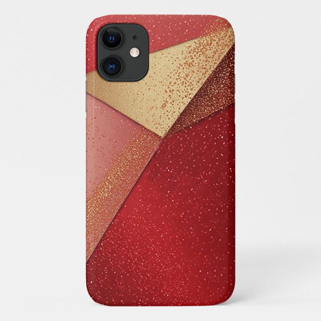 Coques Case-Mate iPhone Conception géométrique abstraite rouge et or (Dos)