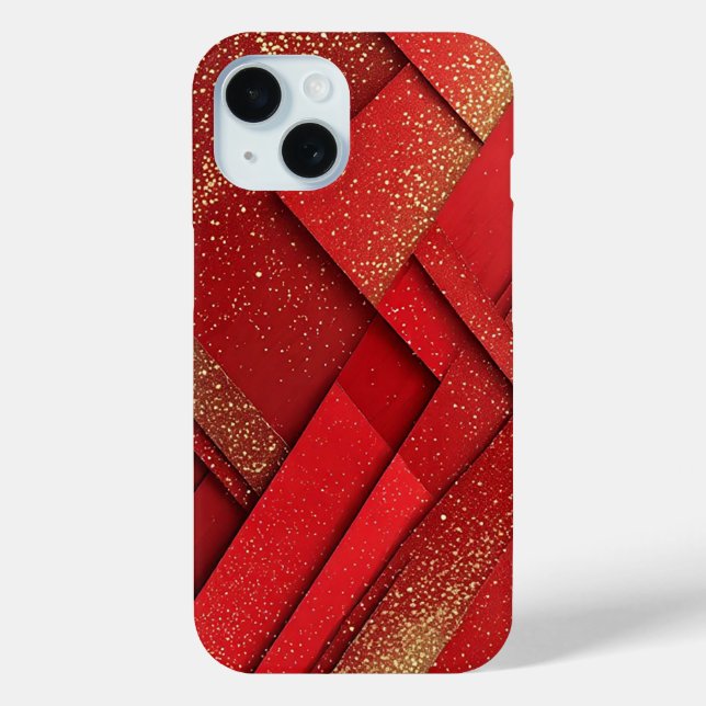 Coques Case-Mate iPhone Conception Géométrique Abstraite Rouge et Or (Verso)