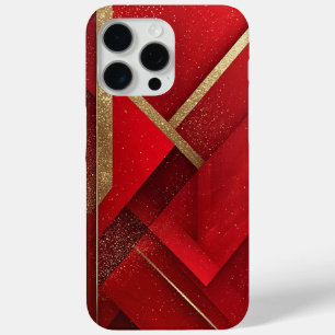Coque Case-Mate iPhone Conception géométrique abstraite rouge et or