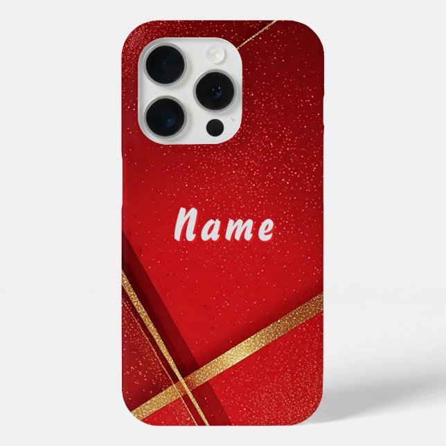 Coques Case-Mate iPhone Conception Géométrique Abstraite Rouge et Or (Verso)