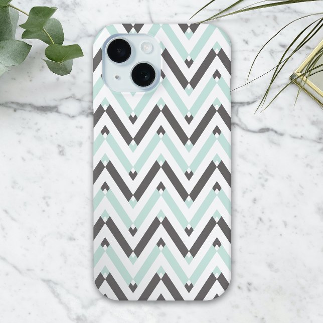 Coques Case-Mate iPhone Conception géométrique Chevron blanc de menthe mod (Créateur téléchargé)