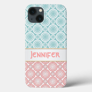 Coque Case-Mate iPhone Conception géométrique girly Aqua et rose personna