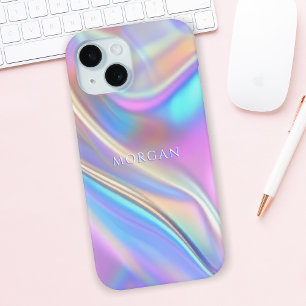 Coque Case-Mate iPhone Conception iridescente, nom de texte blanc élégant