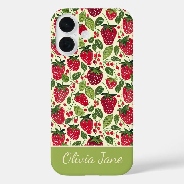 Coques Case-Mate iPhone Conception mignonne de fraise avec nom personnalis (Verso)
