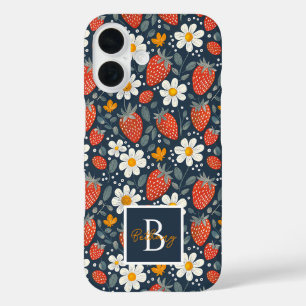 Coque Pour iPhone 16 Conception mignonne de fraise avec nom personnalis