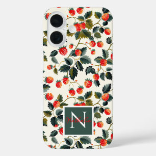 Coque Pour iPhone 16 Conception mignonne de fraise avec nom personnalis