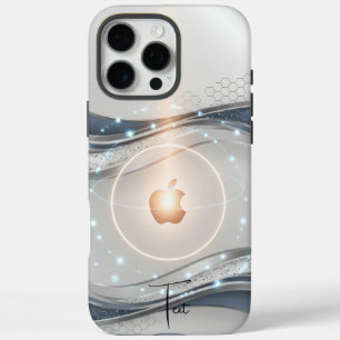 Coque iPhone 16 Pro Max Conception minimaliste d'onde bleu ardoise, person