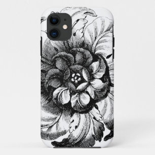 Case-Mate iPhone Case Conception moderne vintage de fleur en noir et