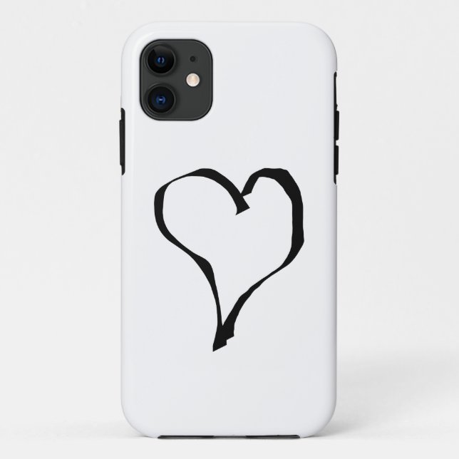 Coques Case-Mate iPhone Conception noire et blanche de coeur d'amour (Dos)