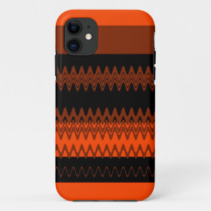 Coques Pour iPhone Conception noire orange d'art de rayures de zigzag