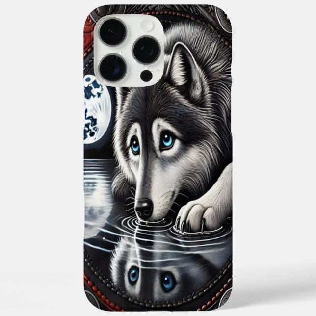 Coques Case-Mate iPhone Conception réfléchie du loup blanc (Verso)