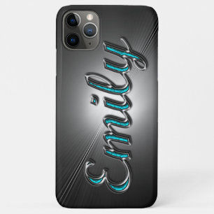 Coques Pour iPhone Conception turquoise et argent nom "Emily"